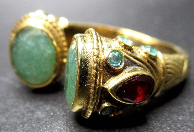 Gorgeous Genuine Jade Garnet Stone Cuff Ring