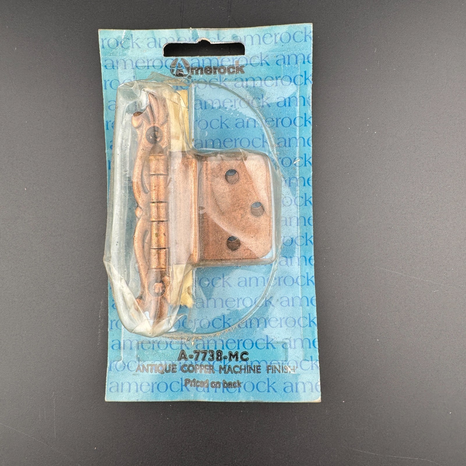 Vtg 1960s Amerock Antique Copper Provincial Cabinet Hinges 1 Pair - NOS