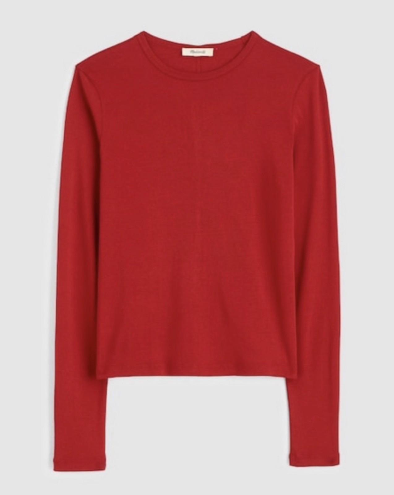 NWT$59 Madewell Long Sleeve Tee, Crew Neck 💯 cotton Red XL slim fit/runs small NWT$59 Madewell Long Sleeve Tee, Crew Neck 💯 cotton Red XL slim fit/runs small