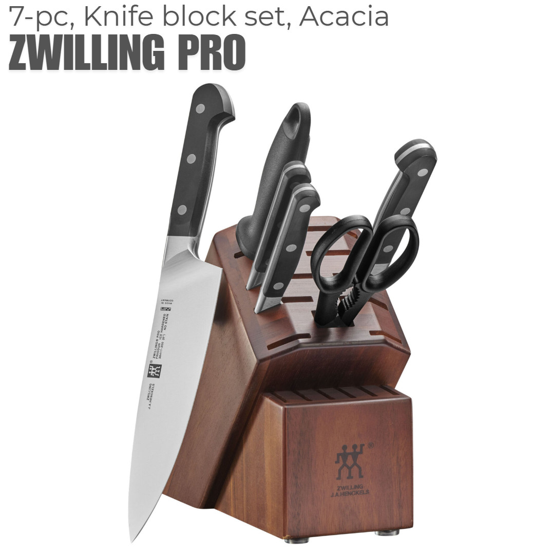 SALE ZWILLING Pro Knife 7-pc Block Set, Acacia,GERMAN-MADE NWT SALE ZWILLING Pro Knife 7-pc Block Set, Acacia,GERMAN-MADE NWT