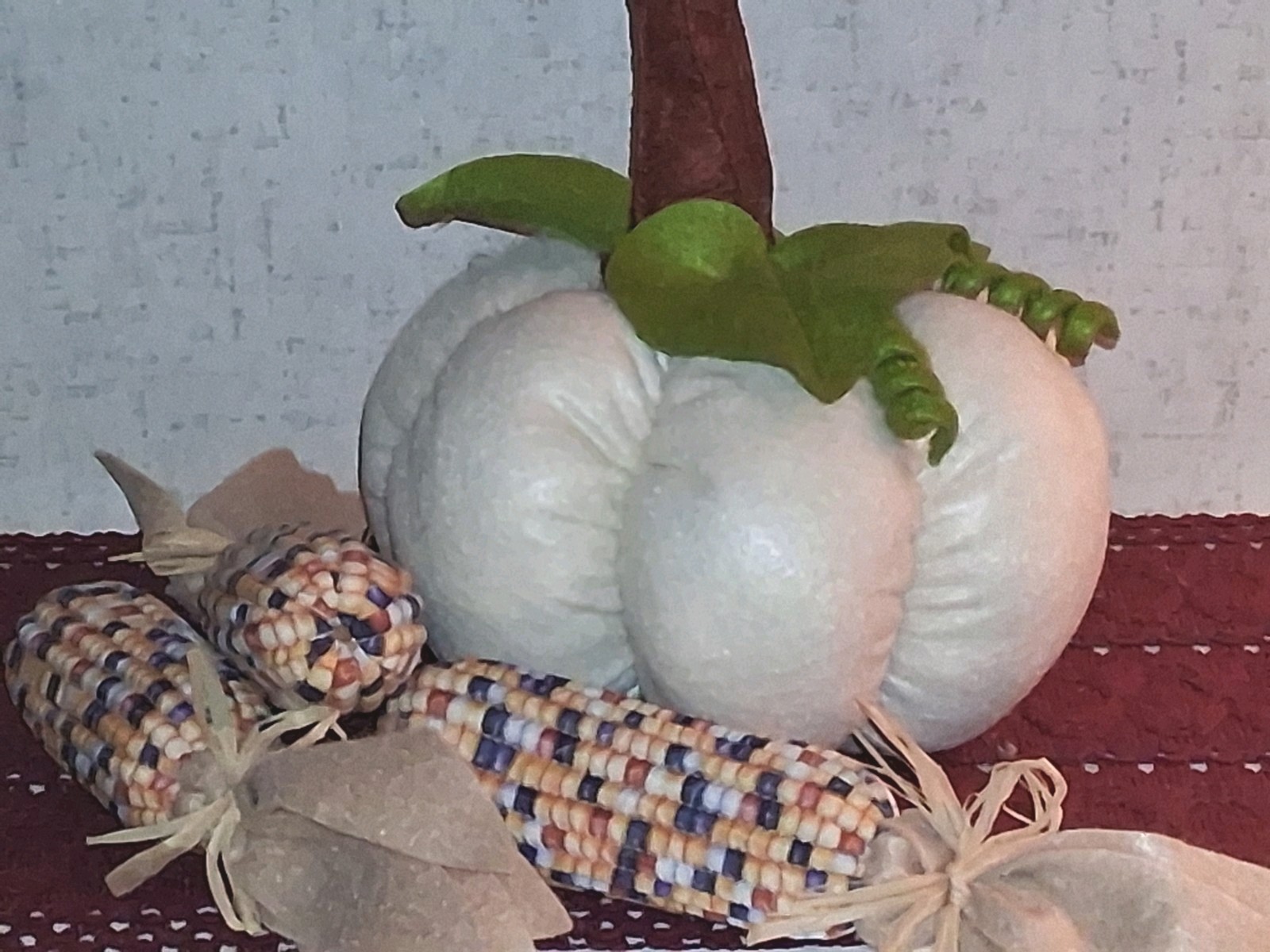 ANNALEE NEW SET4 FALL INDIAN CORN Bunch & 10 inch PUMPKIN Realistic DISPLAY