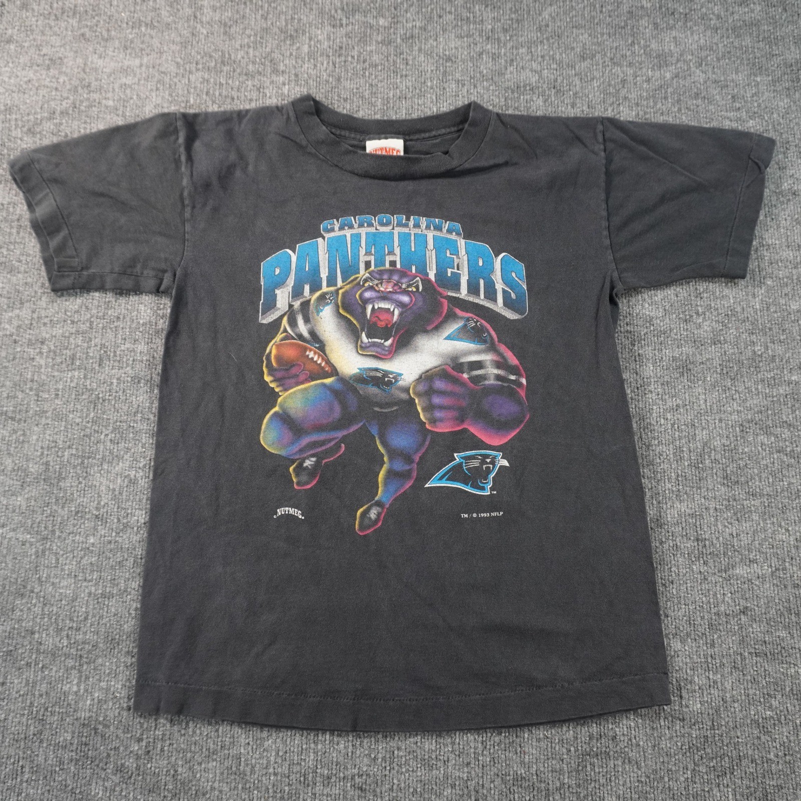 Nutmeg Mills T-Shirt Mens Medium Black 1993 Carolina Panthers NFL Single Stitch