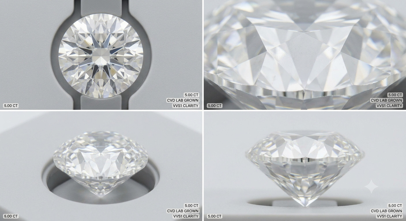 5.0 CT IGI Certified Lab Grown CVD diamond D, VVS1 Clarity 5.0 CT IGI Certified Lab Grown CVD diamond D, VVS1 Clarity