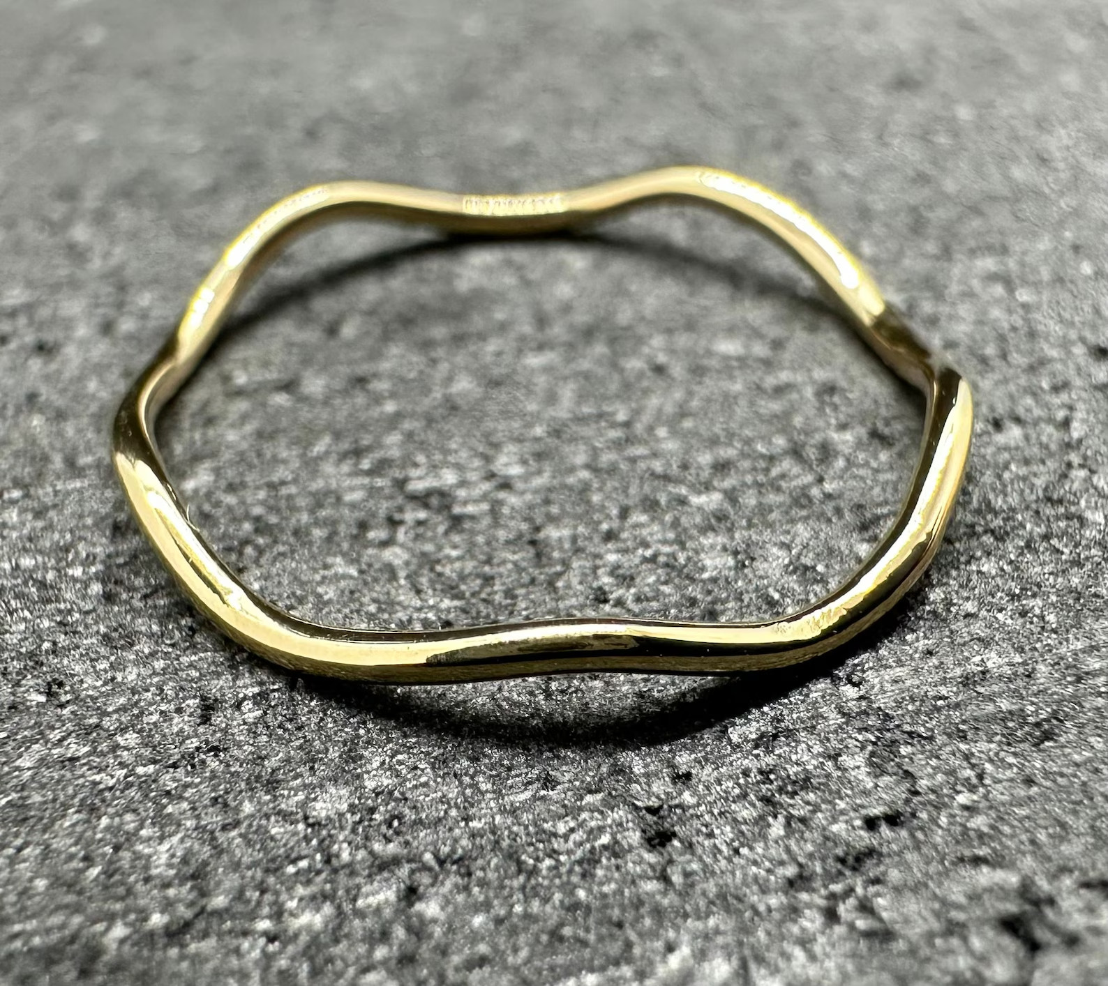9ct Yellow Gold Wavy Stacking Ring | Solid Gold | Recycled | Handmade Mk 339