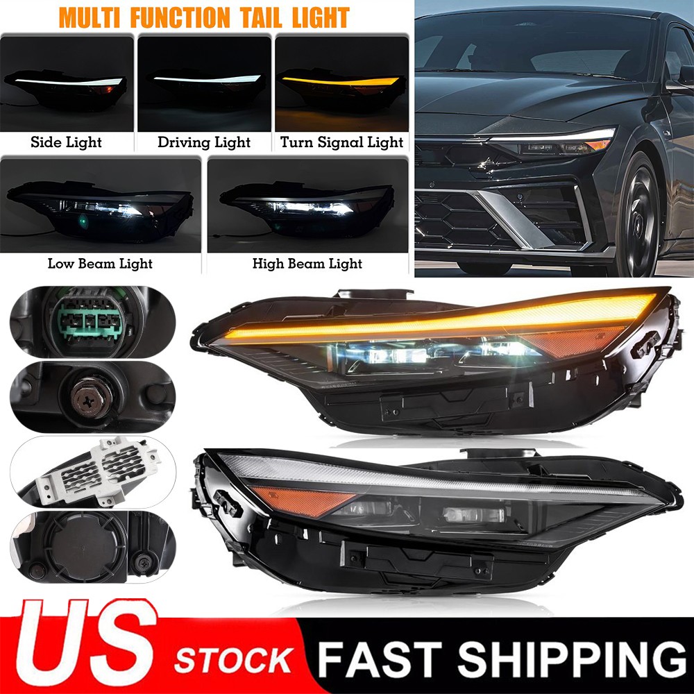 1 PAIR LED L & R SIDE HEADLIGHT ASSEMBLY HEADLAMPS FOR HYUNDAI ELANTRA 2024-2025