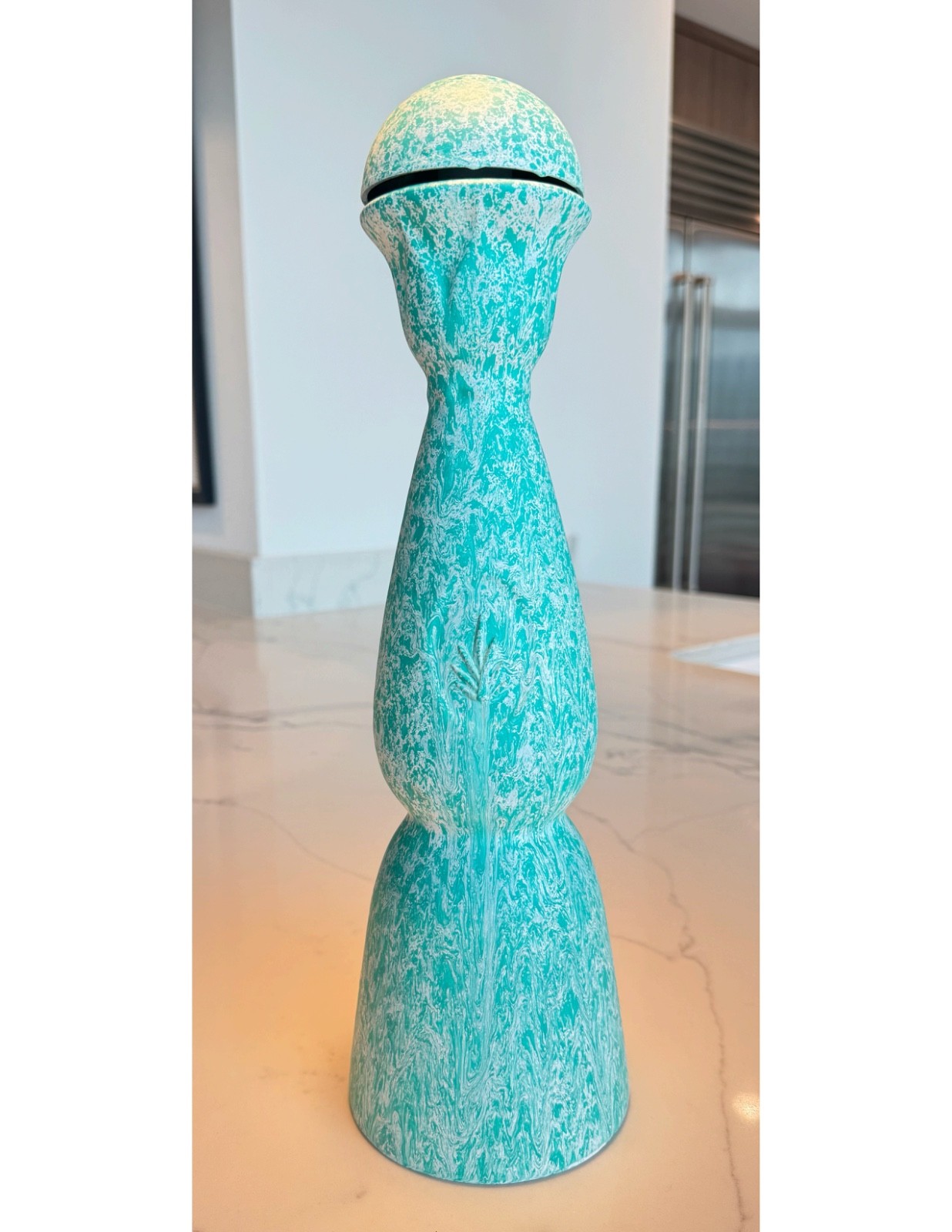 Clase Azul EMPTY 750ml Bottle Hand Painted Turquoise Swirl 90s Graffiti Art