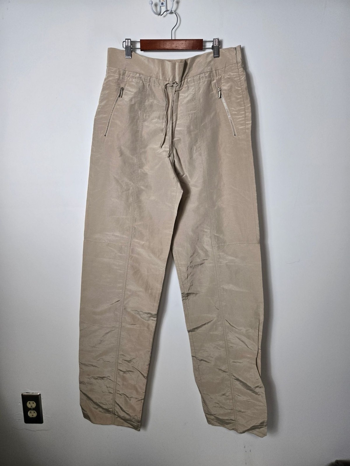 VTG Giorgio Armani Drawstring High-Waisted Utility Pant Shimmering Beige Size 10