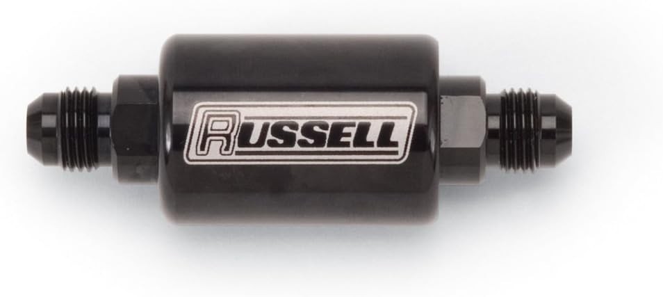Russell 650603 In Line Fuel Check Valve  -6 AN Male Inlet Outlet Black Anodized