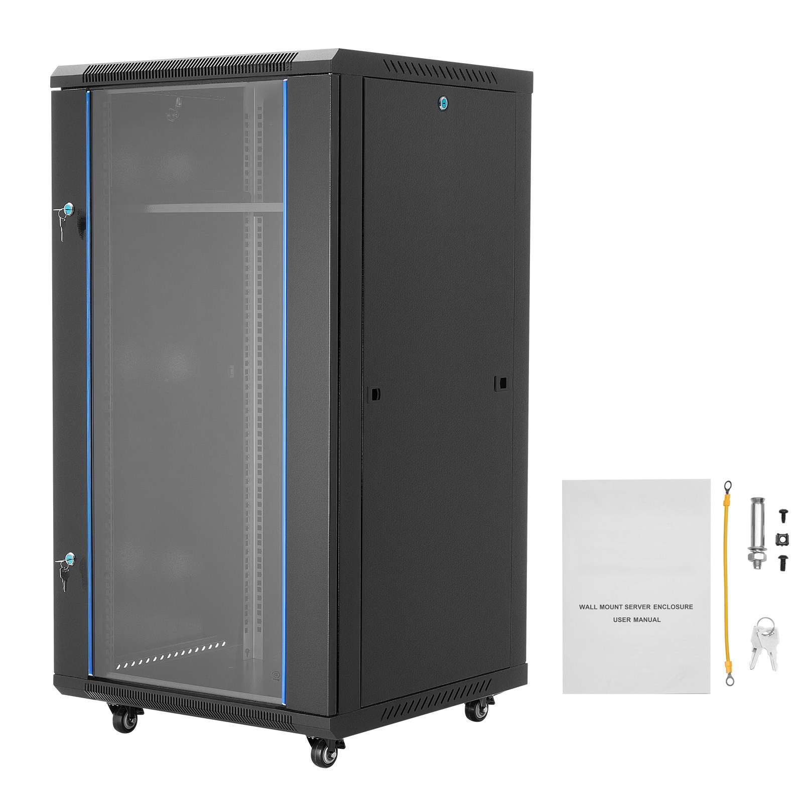 22U Wall Mount Network Server Rack Cabinet Enclosure 23.6'' Deep Door Lock