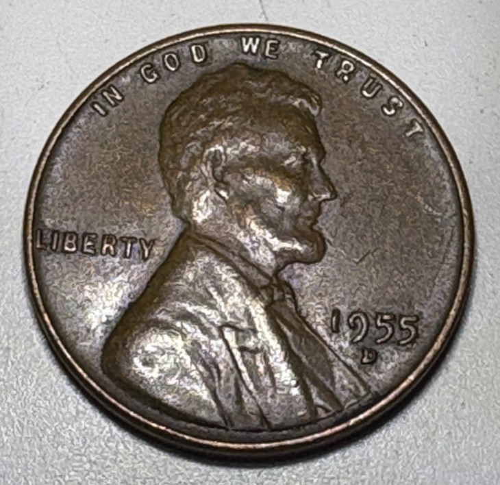 RARE - 1955 D Lincoln Wheat Penny “L” In Liberty on rim 