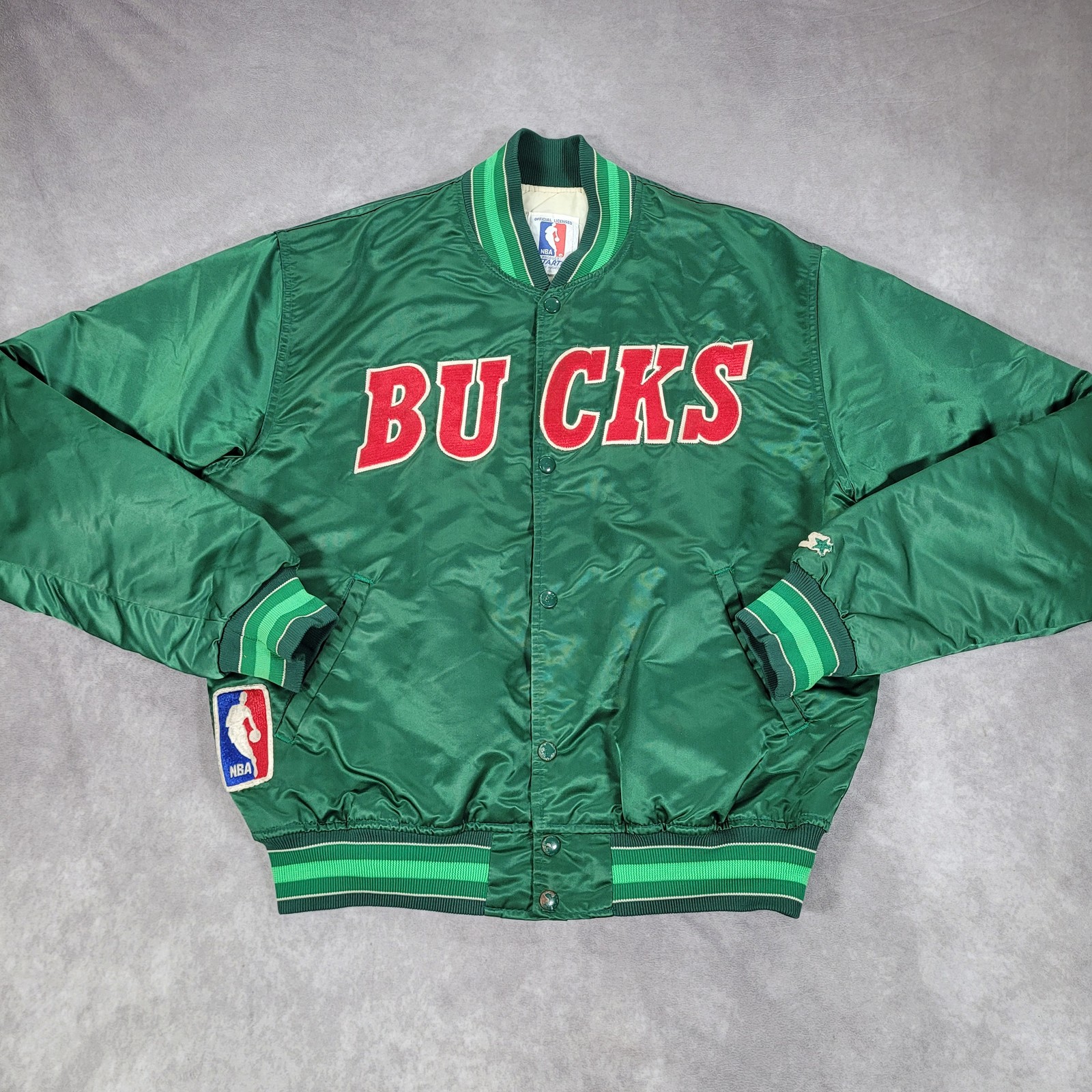 Vintage Milwaukee Bucks Starter Jacket Mens Large Green NBA Basketball Satin