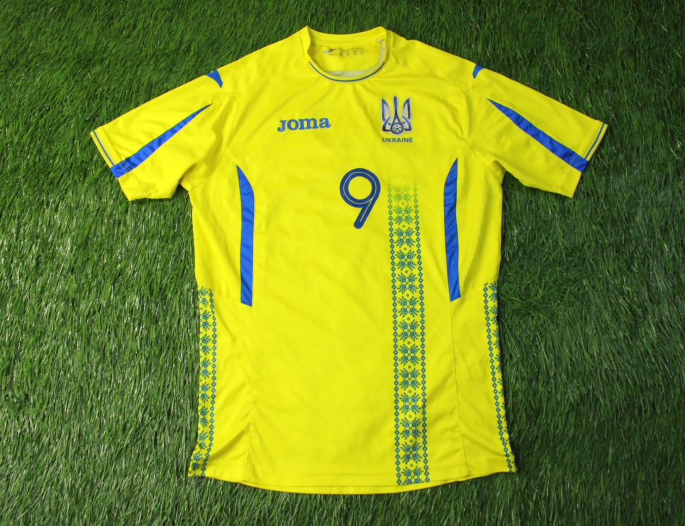UKRAINE TEAM # 9 2017/2018 PLAYER ISSUE FOOTBALL SHIRT JERSEY HOME JOMA SIZE M