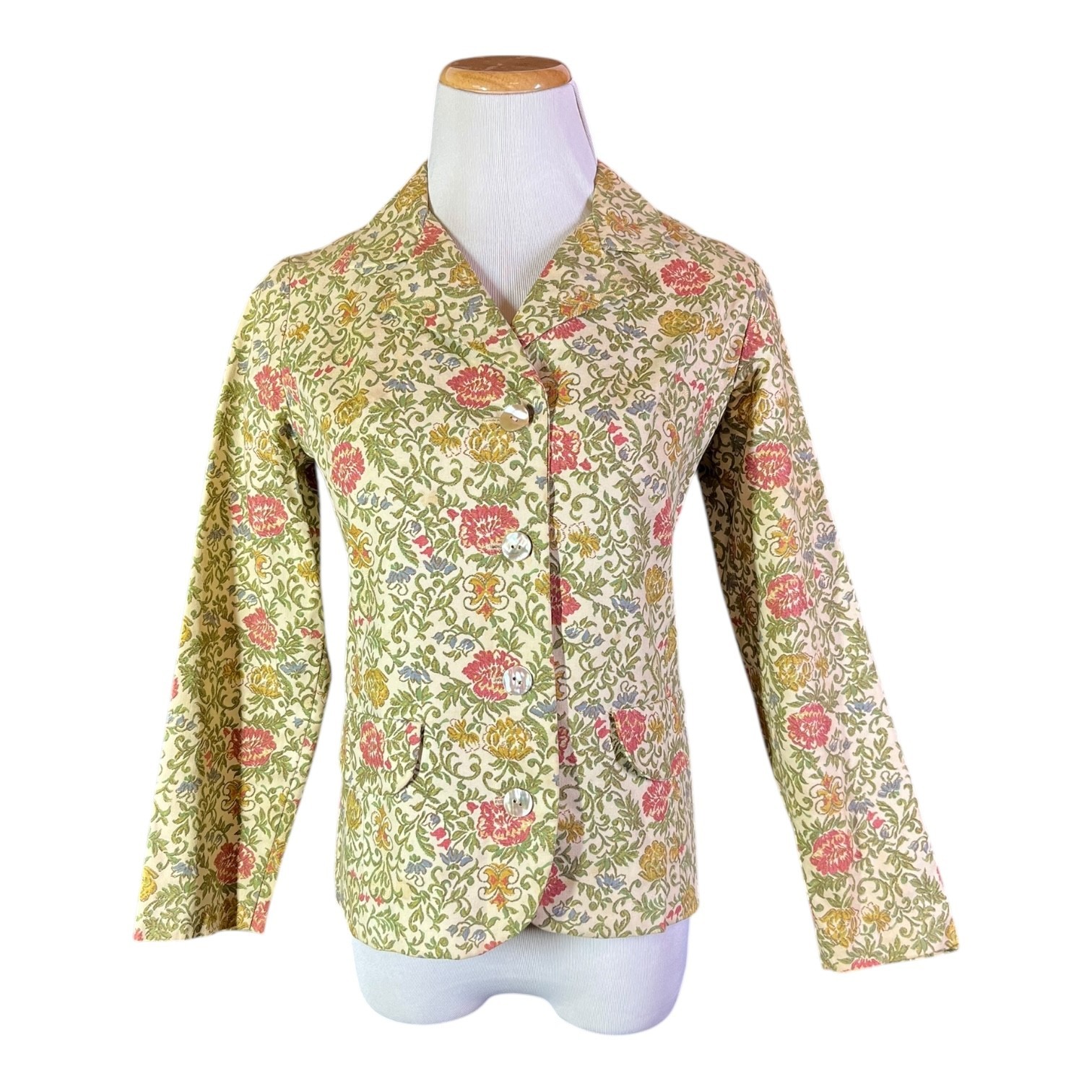 Vintage 1960s Pied Piper Casuals Floral Button-Front Jacket