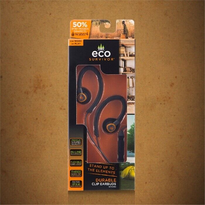 Jasco Eco Survivor IPX4 Water-Resistant Clip Earbuds (37602-2)