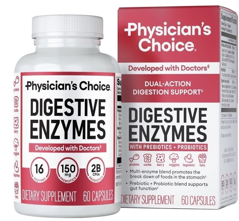 Physician\'s Choice 16 Digestive Enzymes Organic Prebiotics Gut Health USPS