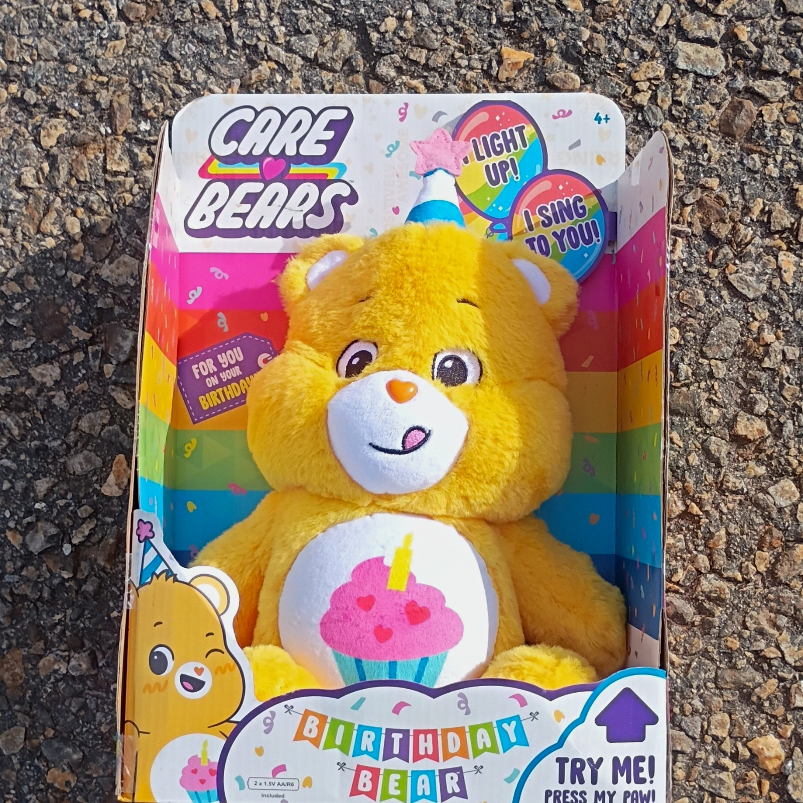 Care Bears Birthday Bear Light-Up Singing Plush Bear w/ Hat, Original Box Care Bears Birthday Bear Light-Up Singing Plush Bear w/ Hat, Original Box