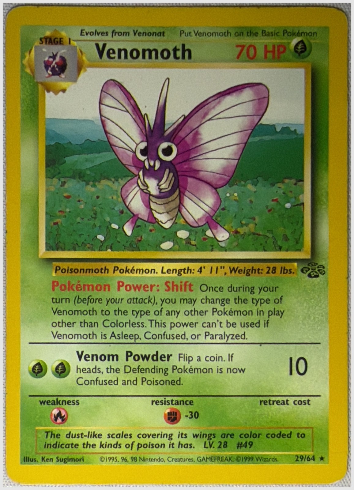 Venomoth 29/64 Jungle Unlimited Non-holo MP or Better
