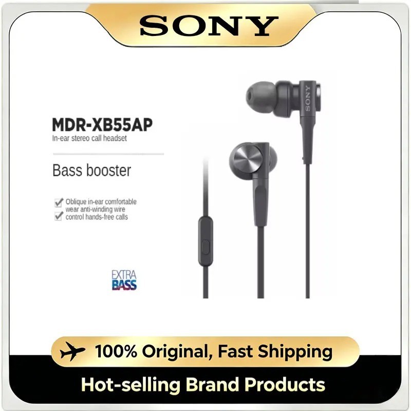 SONY MDR-XB55AP Bass Booster In-Ear Headphones With Remote & Mic Black/Grey SONY MDR-XB55AP Bass Booster In-Ear Headphones With Remote & Mic Black/Grey