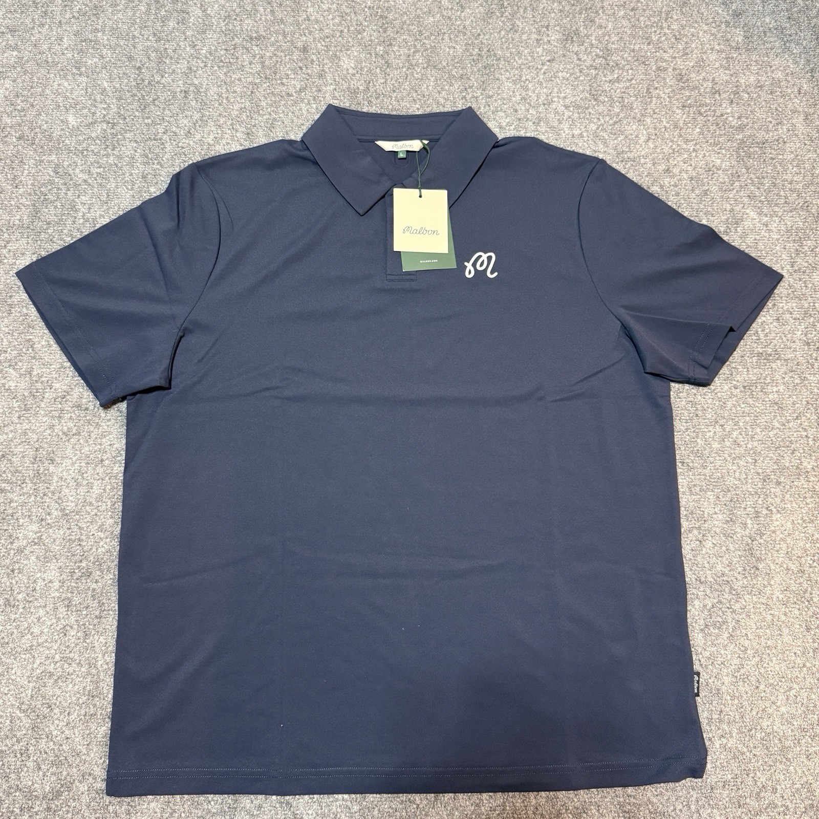 NEW Malbon Fairway Polo Shirt Mens Large Navy Blue Collared Breathable Soft Golf