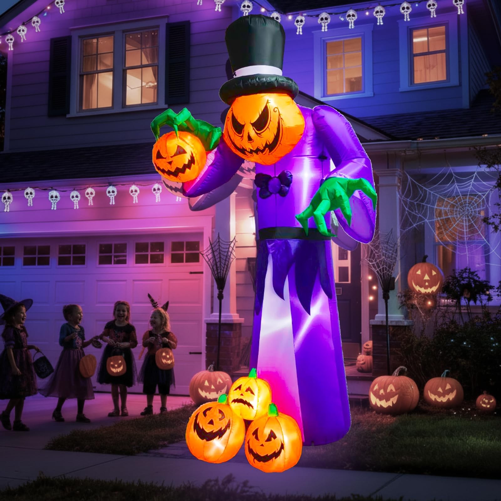11 Ft Pumpkin Grim Reaper Lighted Halloween Inflatables Outdoor Yard Decorations