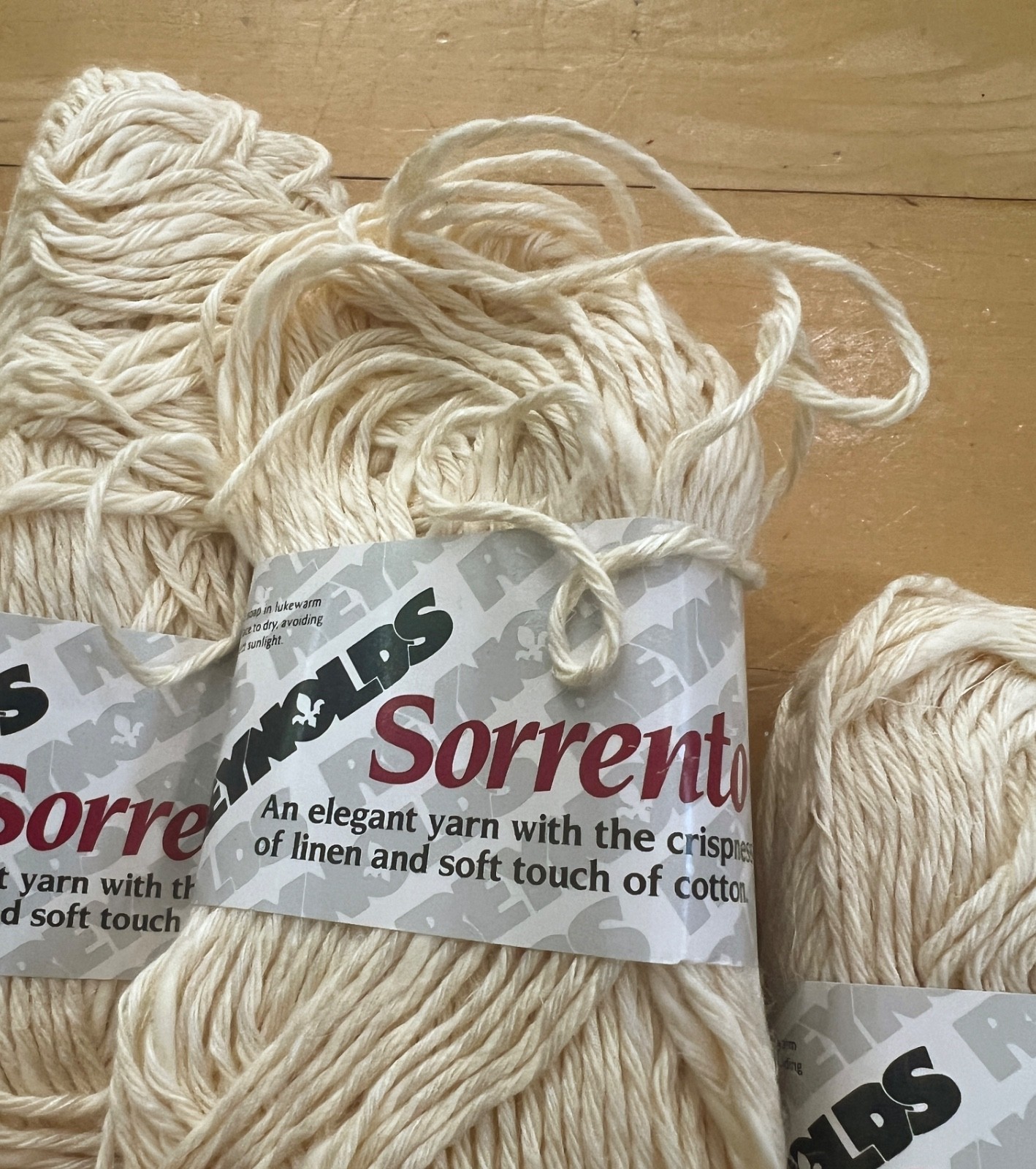 LOT OF 9 new VINTAGE Italian yarn natural/butter linen/cotton+ SORRENTO Reynolds