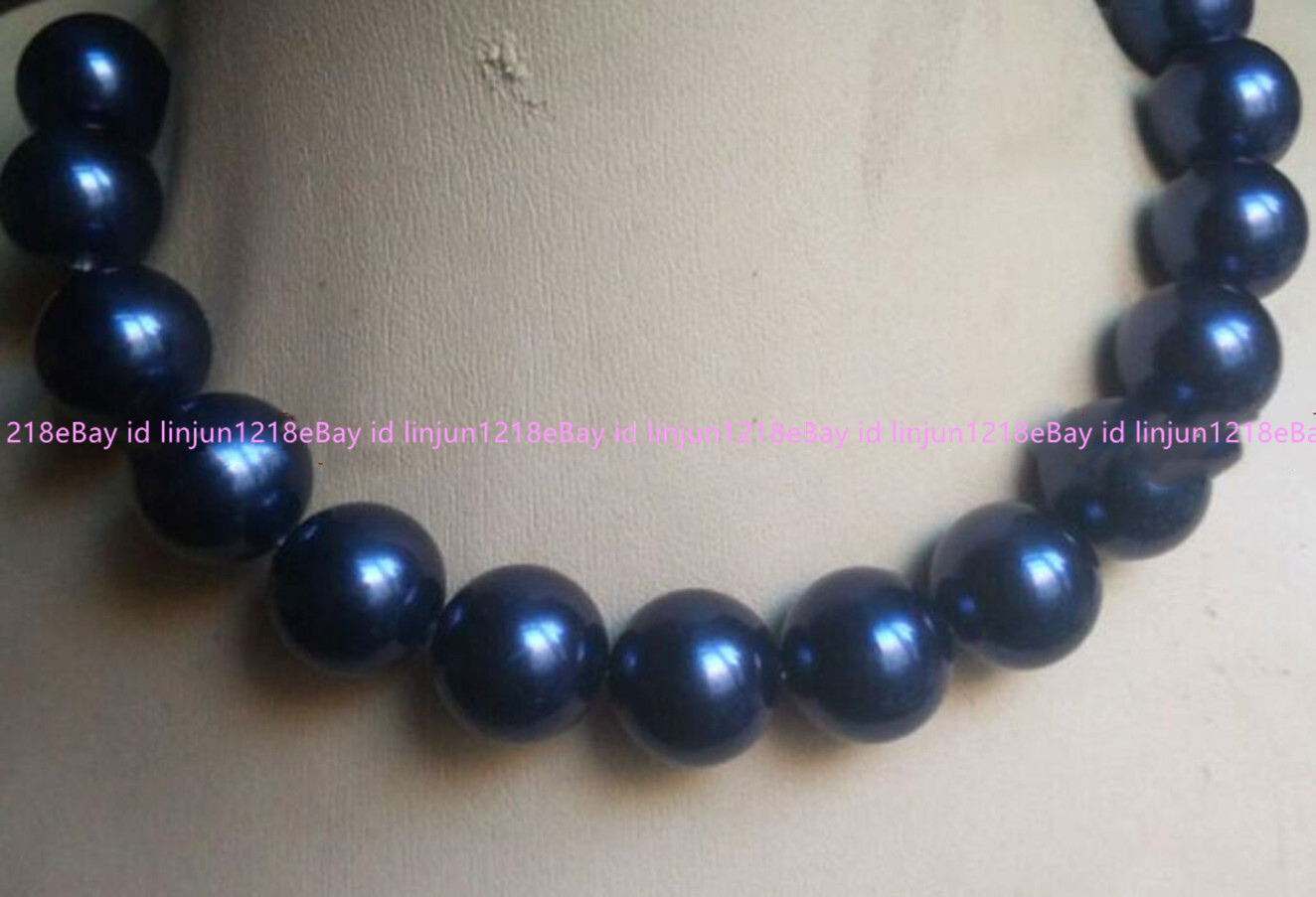 Real Huge New 20mm Dark Blue Sea Shell Pearl Beads Necklace 18'' AAA Real Huge New 20mm Dark Blue Sea Shell Pearl Beads Necklace 18'' AAA