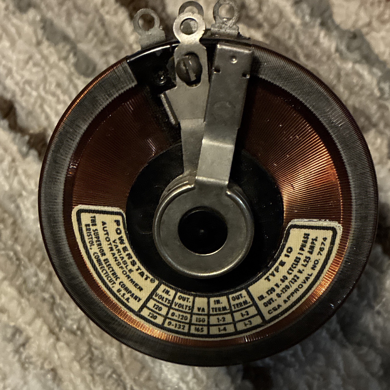 Superior Electric Powerstat 10B Variac Autotransformer 150VA 0-132V Superior Electric Powerstat 10B Variac Autotransformer 150VA 0-132V