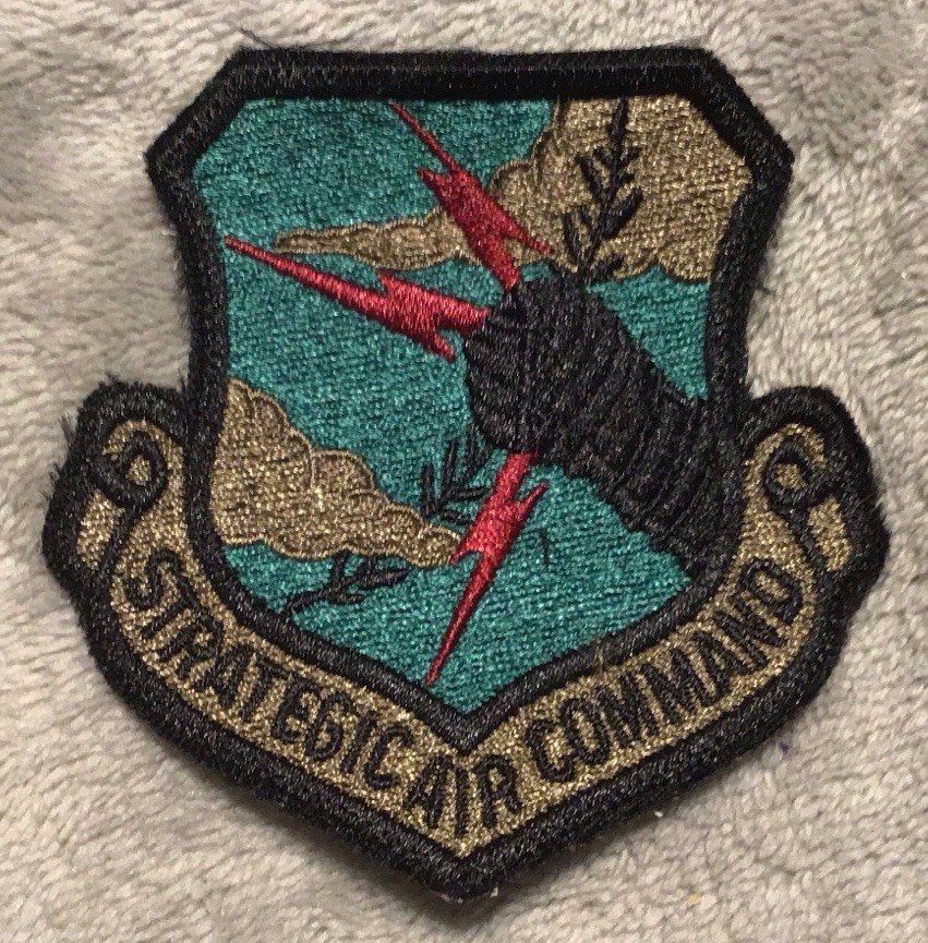 US Air Force Strategic Air Command SAC Crest Badge Patch Subdued Obsolete V3 US Air Force Strategic Air Command SAC Crest Badge Patch Subdued Obsolete V3