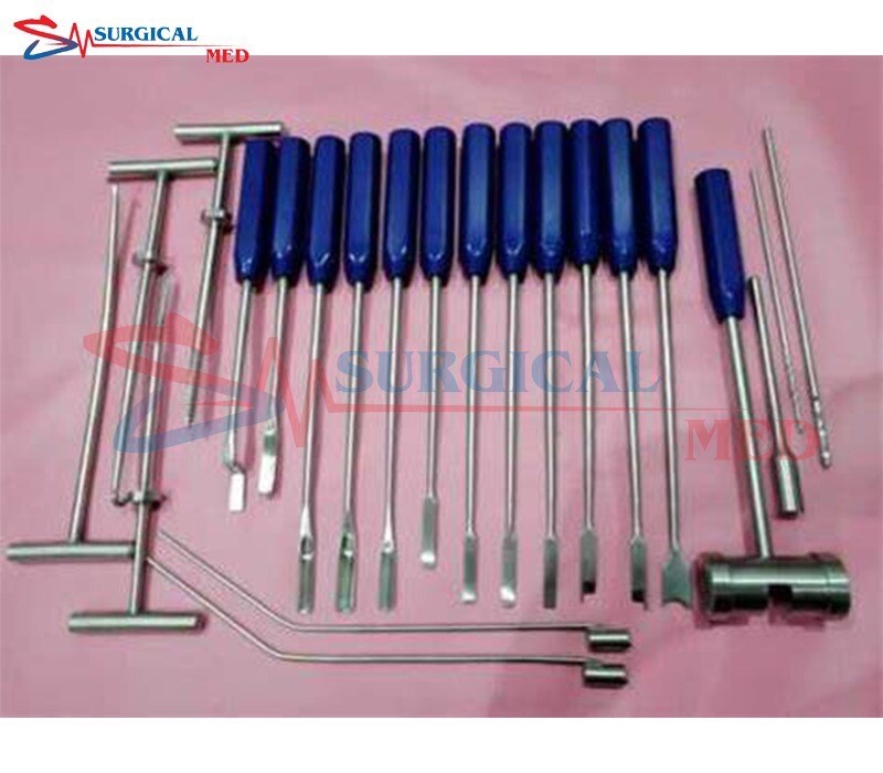 Mueller-Type Cement Removal Instruments Titanium Blue Set of 22 Pcs Orthopedic
