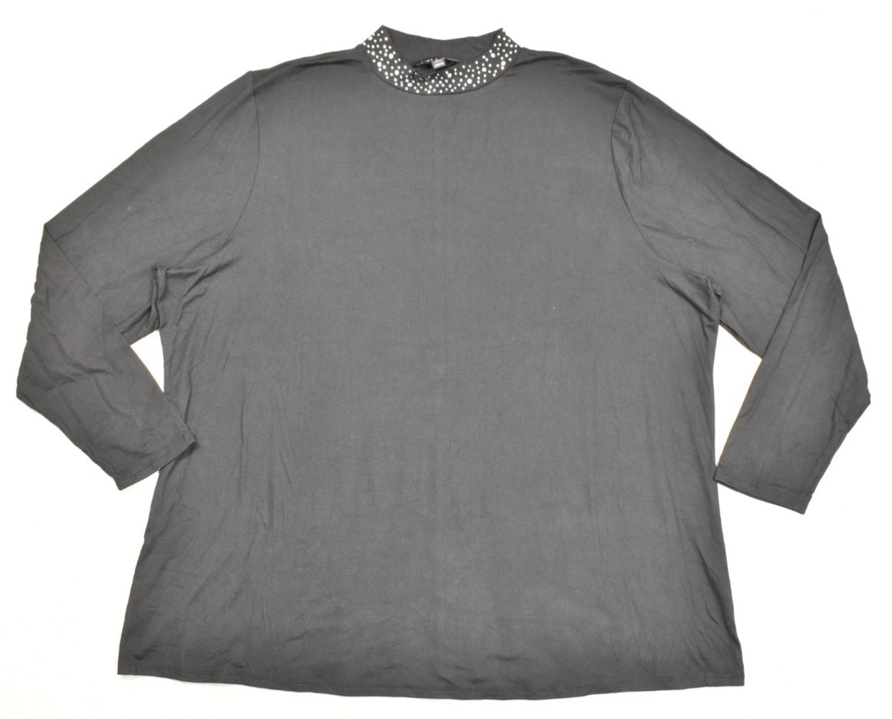 Lane Bryant Women Plus Size 22/24 Black Studded Embellished Mock Neck Top NWT Lane Bryant Women Plus Size 22/24 Black Studded Embellished Mock Neck Top NWT