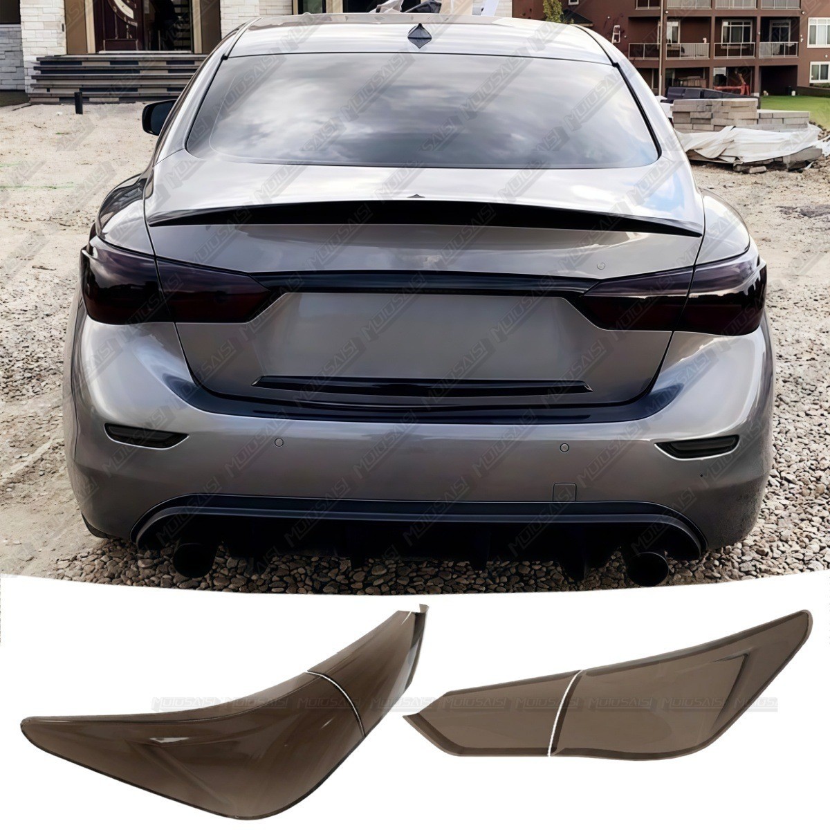 Fit For INFINITI Q50 2014-2017 Rear Tail Light Lamp Cover Guard (Smoked Black) Fit For INFINITI Q50 2014-2017 Rear Tail Light Lamp Cover Guard (Smoked Black)