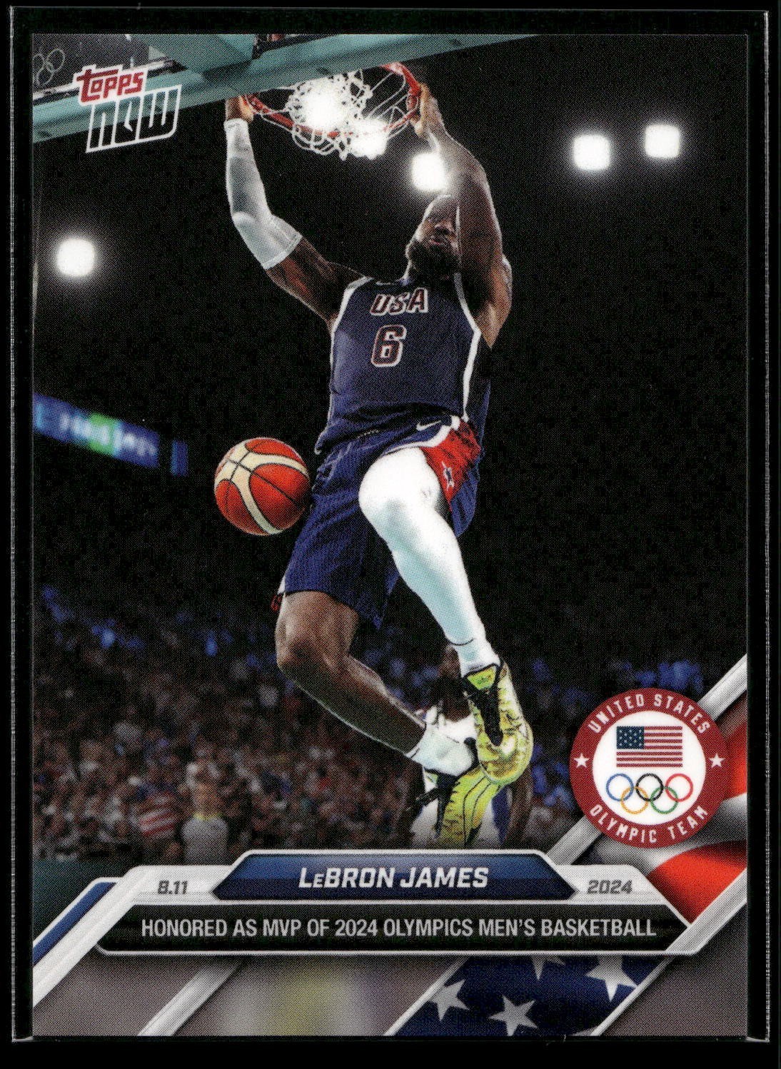 2024 Topps Now Olympics LeBron James HONORED AS MVP United States #30 SP 🔥