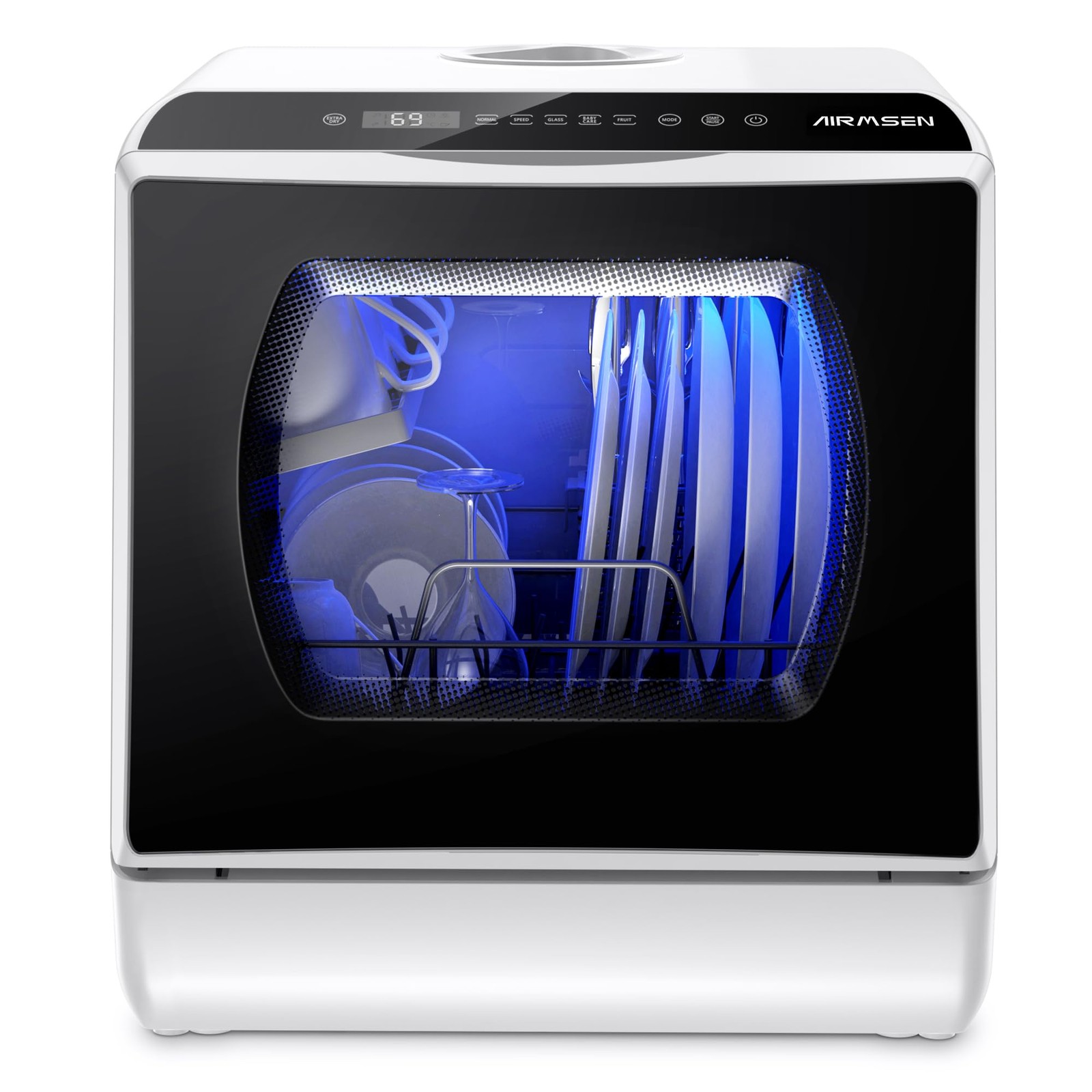 AIRMSEN Portable Countertop Dishwasher, No Hookup Needed