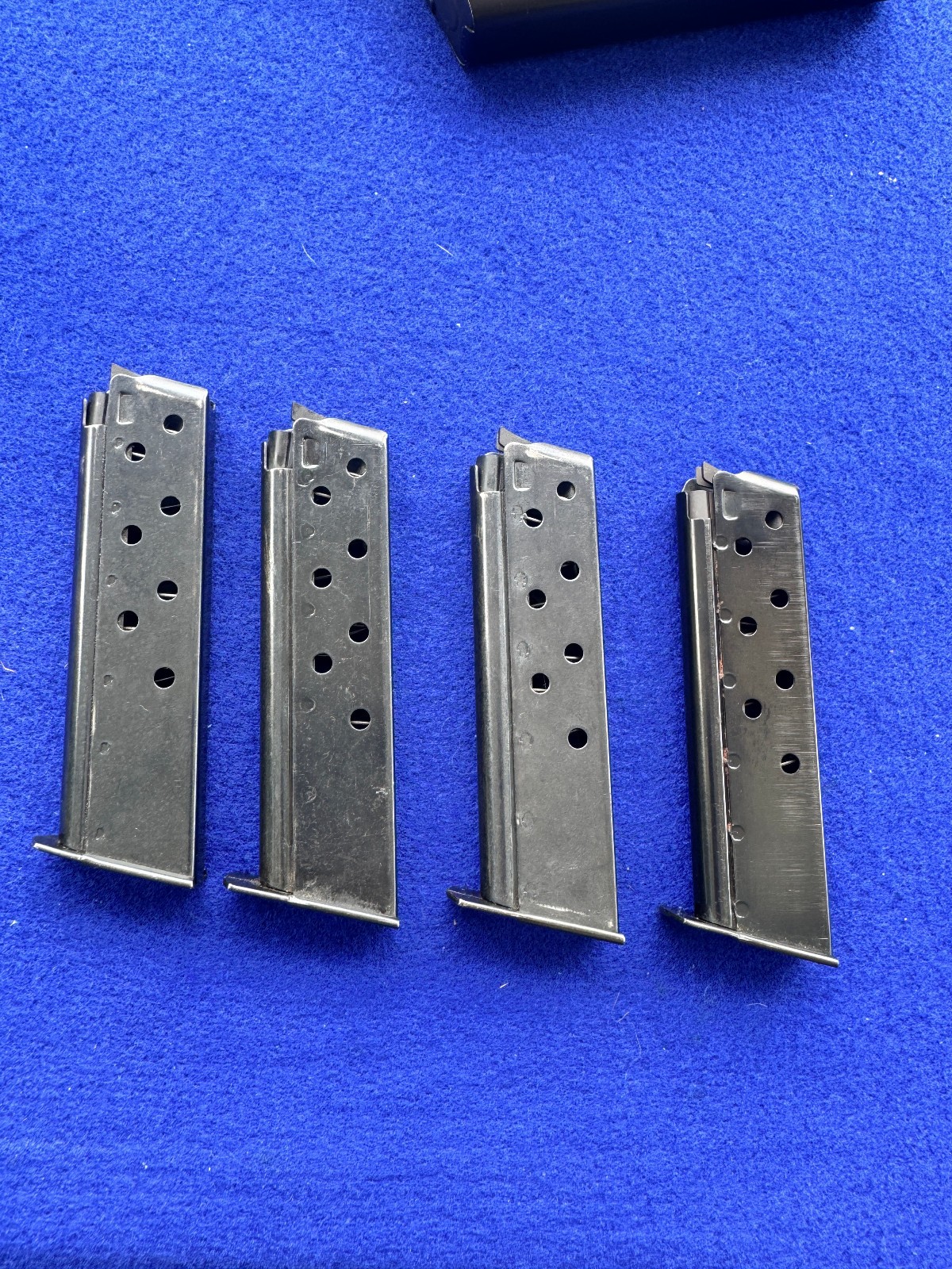 NEW (4) Vintage Smith Wesson Mod 39 Magazines 9mm 8 Rnd Blued Steel X Follower NEW (4) Vintage Smith Wesson Mod 39 Magazines 9mm 8 Rnd Blued Steel X Follower