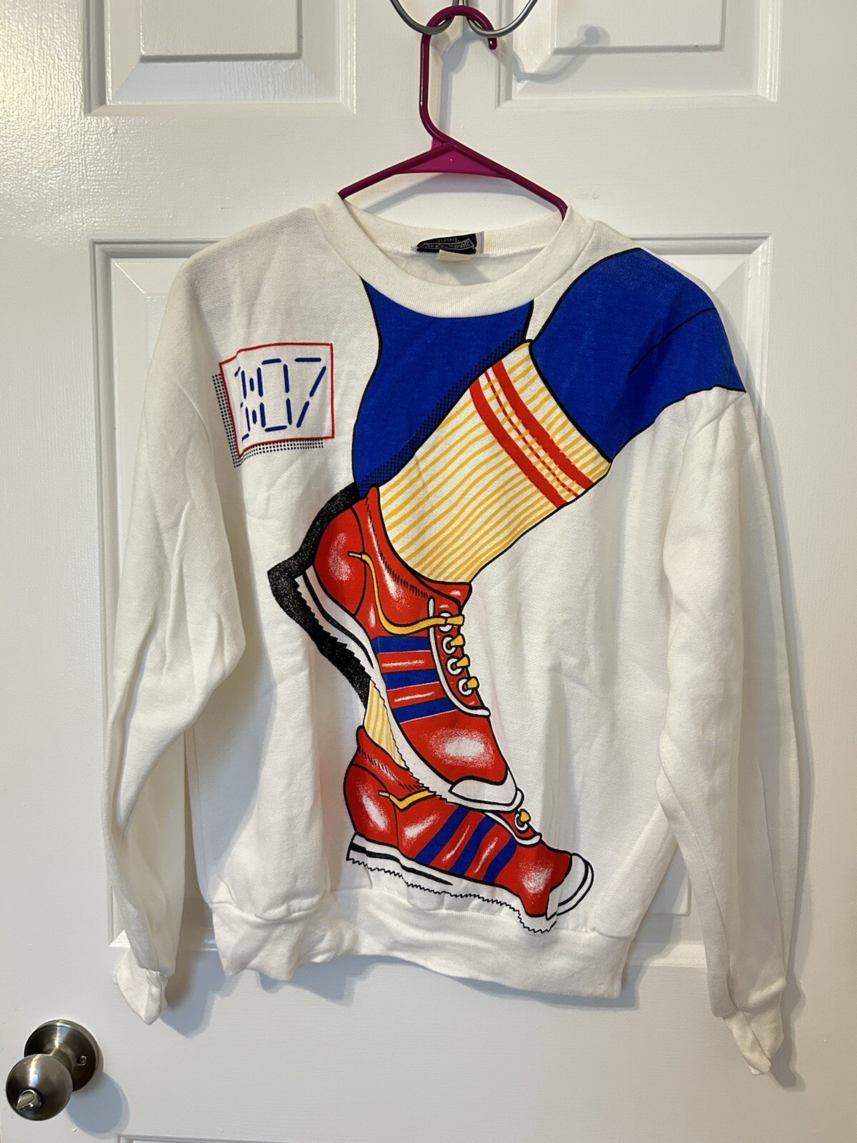 Vintage 1980s Sweatworks Sweatshirt Sneakers Very Rare Made in USA Novelty Sz M