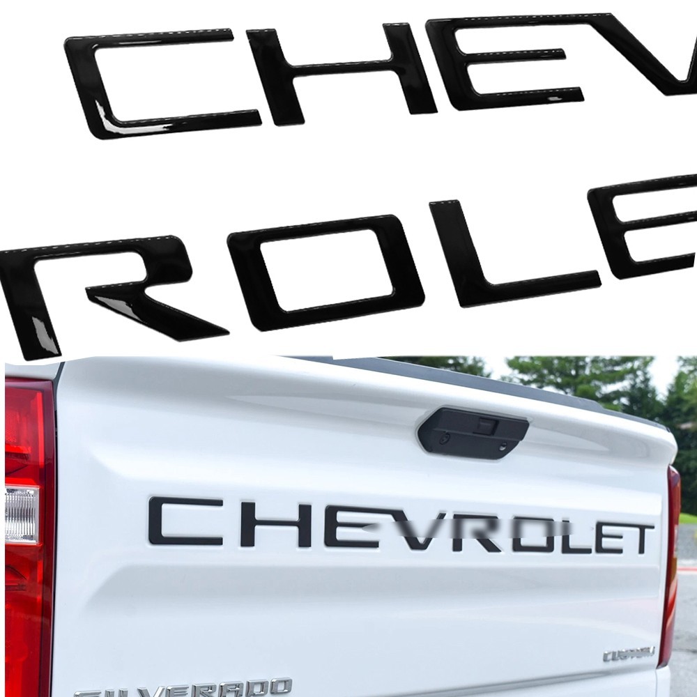 3D Raised Tailgate Letters Decal for Silverado 1500 2500HD 2019-2026 Gloss Black