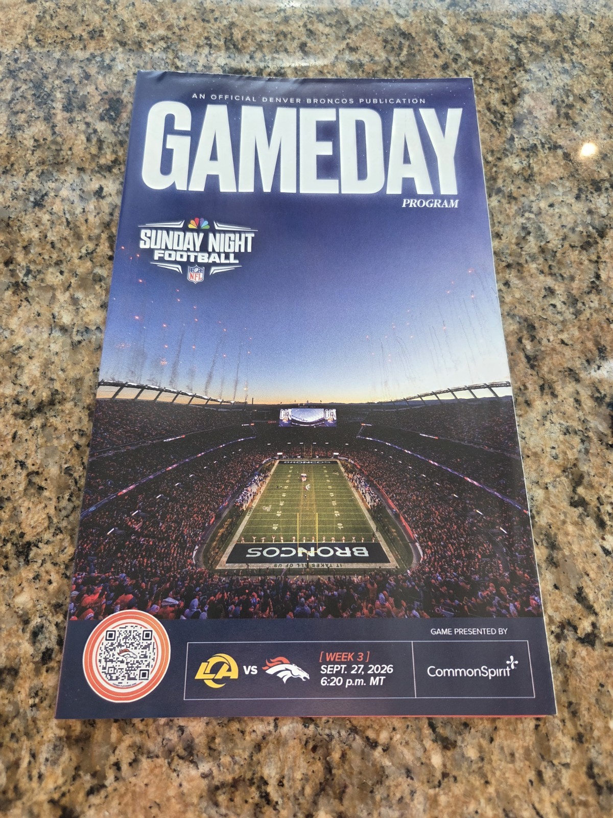 DENVER BRONCOS 2026 GAMEDAY POSTER PROGRAM LOS ANGELES RAMS SEP 27 
