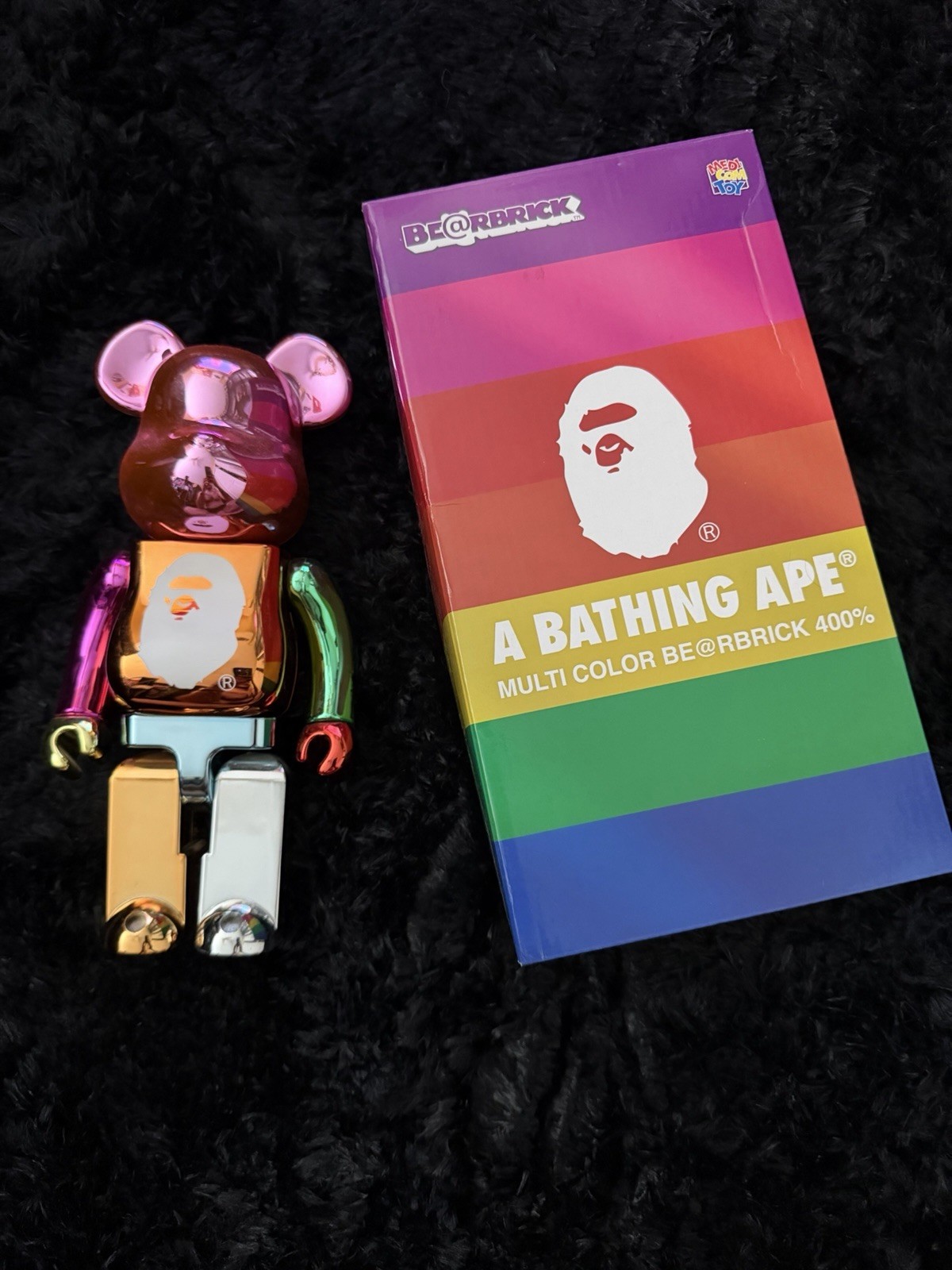 Medicom Toy A Bathing Ape Multicolor BE@RBRICK 400% Chrome Figure w/ Box Medicom Toy A Bathing Ape Multicolor BE@RBRICK 400% Chrome Figure w/ Box
