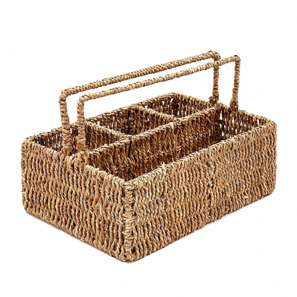 PEMAR Large L-Sized Hand Woven Utensil Caddy Carrier, Natural Jute Wicker Con...
