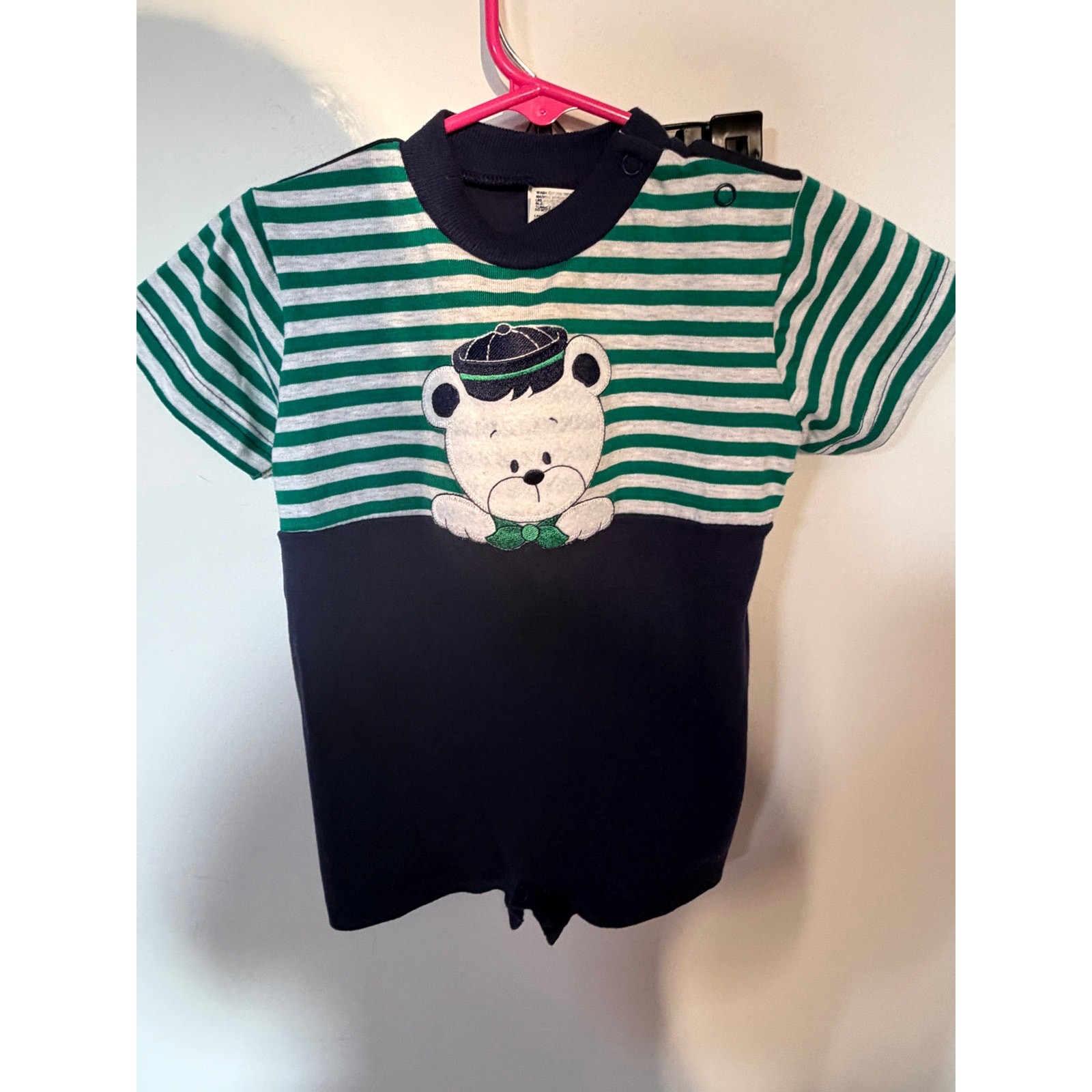 Vintage Healthtex Boys 18M Teddy Bear Applique Striped Romper 90s Vintage Healthtex Boys 18M Teddy Bear Applique Striped Romper 90s