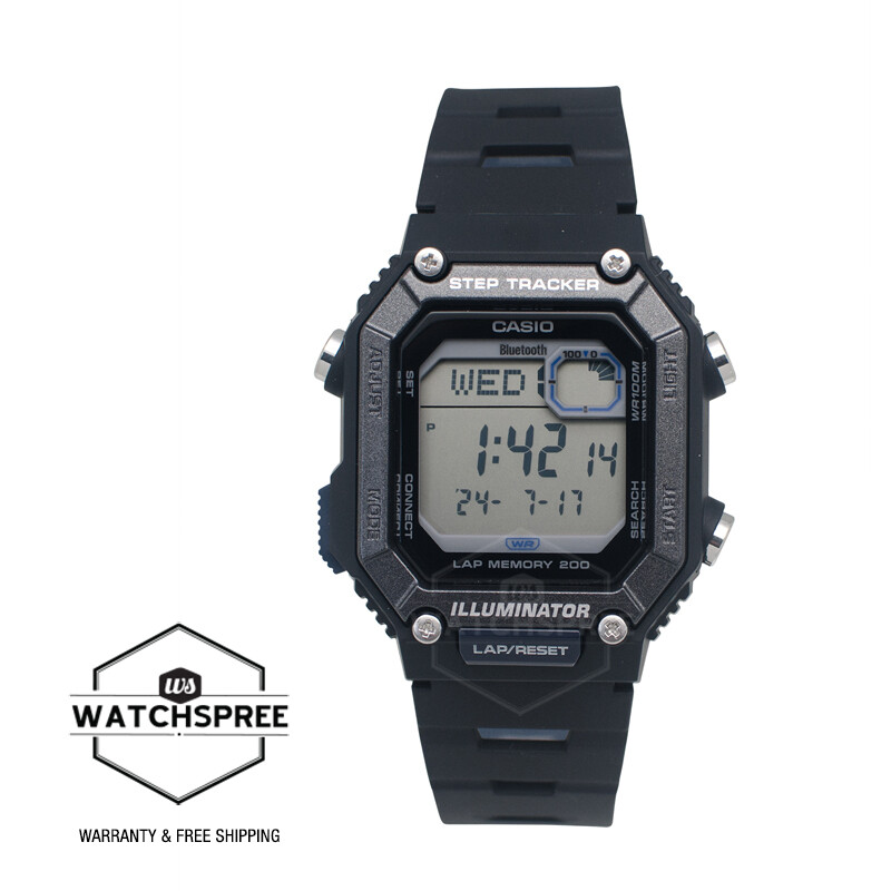 Casio Bluetooth® Step Tracker Dual Time Resin Black Band Watch WS-B1000-1A Casio Bluetooth® Step Tracker Dual Time Resin Black Band Watch WS-B1000-1A