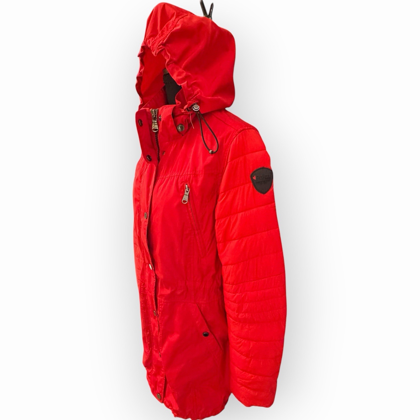Pajar Canada Red Hooded Mid-Length Parka Jacket Zip Pockets Women’s S/P