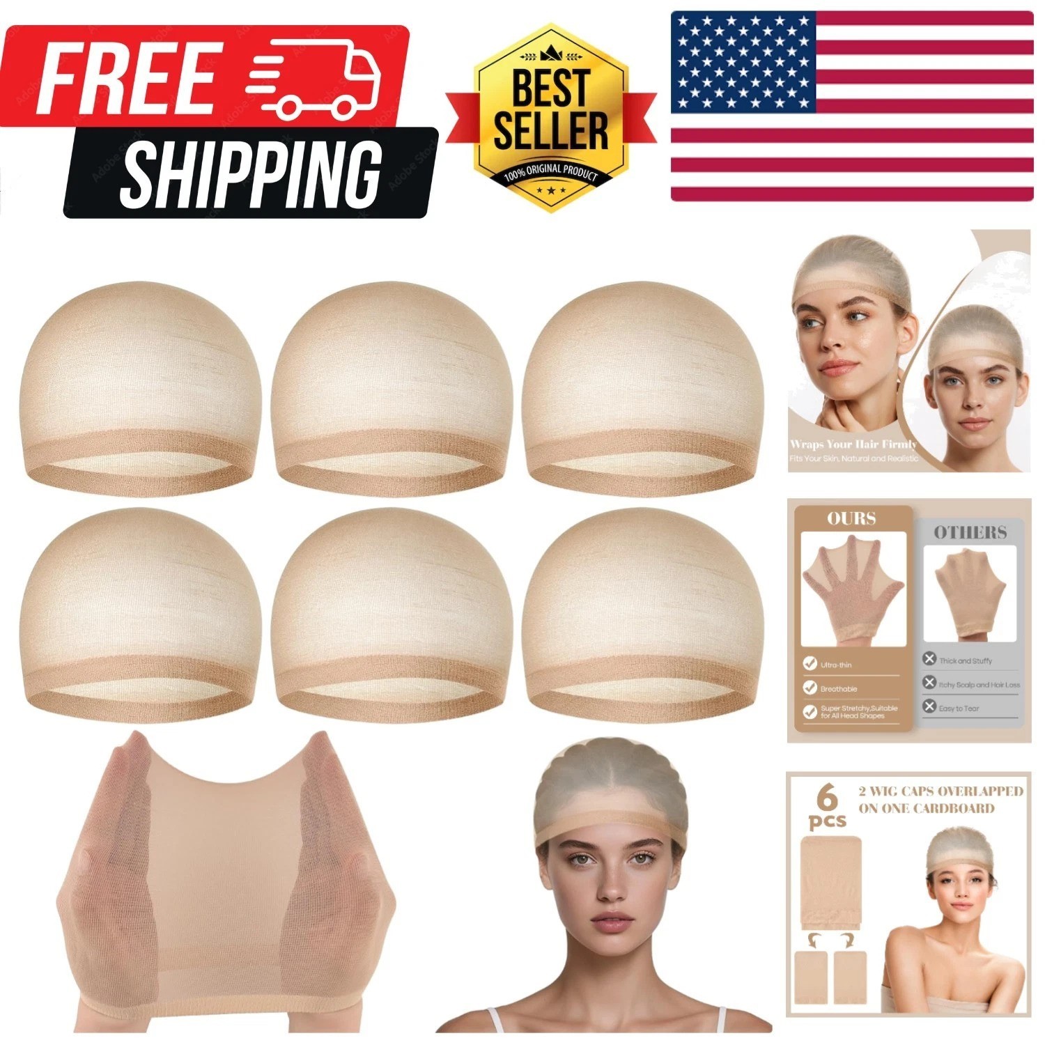 PLULON 6 Pcs Wig Cap for Women, Mesh Stocking Wig Caps Net Closed End Hair Mesh PLULON 6 Pcs Wig Cap for Women, Mesh Stocking Wig Caps Net Closed End Hair Mesh