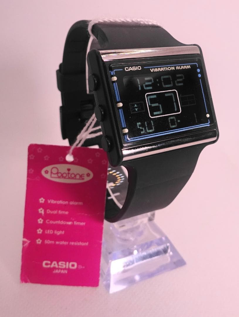 CASIO POPTONE LDF 10 Tagged Unused Working Beautiful Black Watch S156 from Japan CASIO POPTONE LDF 10 Tagged Unused Working Beautiful Black Watch S156 from Japan