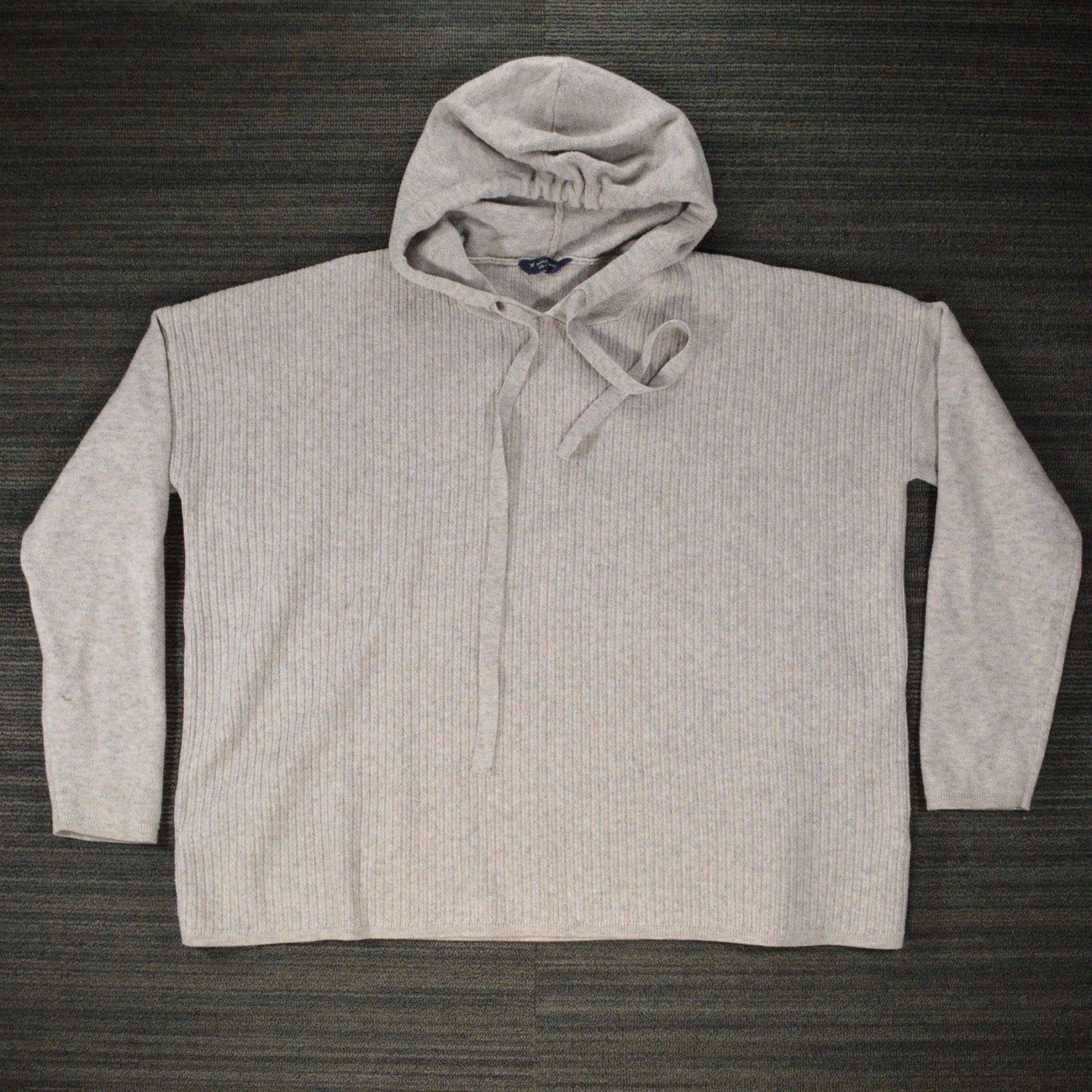 Denver Hayes Women XXL Grey &Oatmeal Heather Ribbed Hooded Knit Sweater Pullover Denver Hayes Women XXL Grey &Oatmeal Heather Ribbed Hooded Knit Sweater Pullover