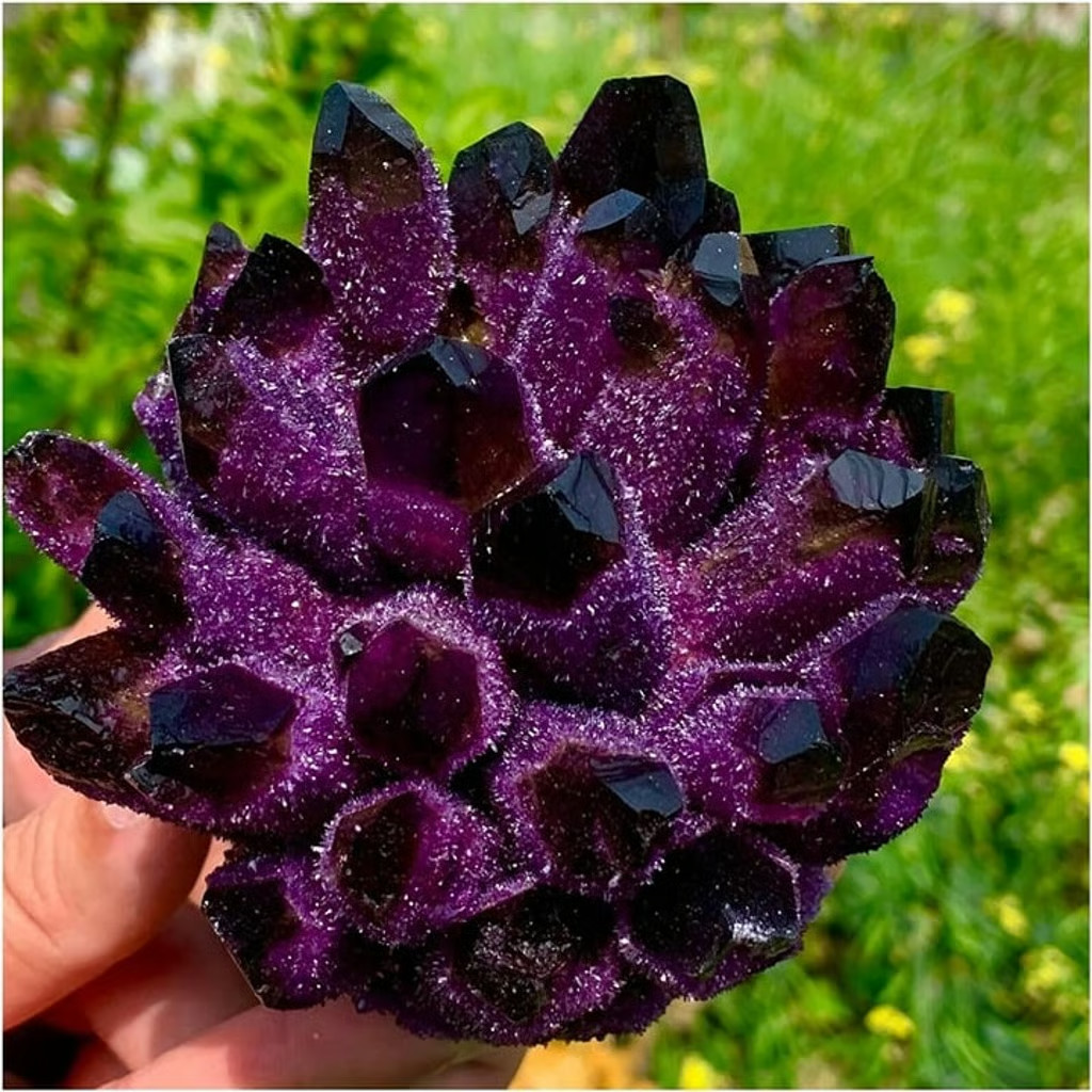 Violet Ghost Phantom Quartz Cluster Mineral Specimen Healing Crystal Decor Gift