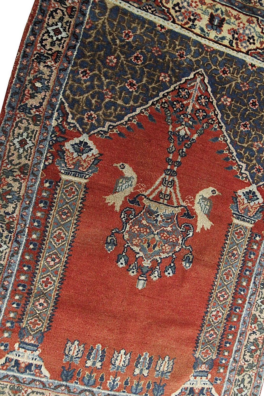 3x4 Antique Rug Turkish Tapestry Meditation Birds 92cm x 125cm c.1890