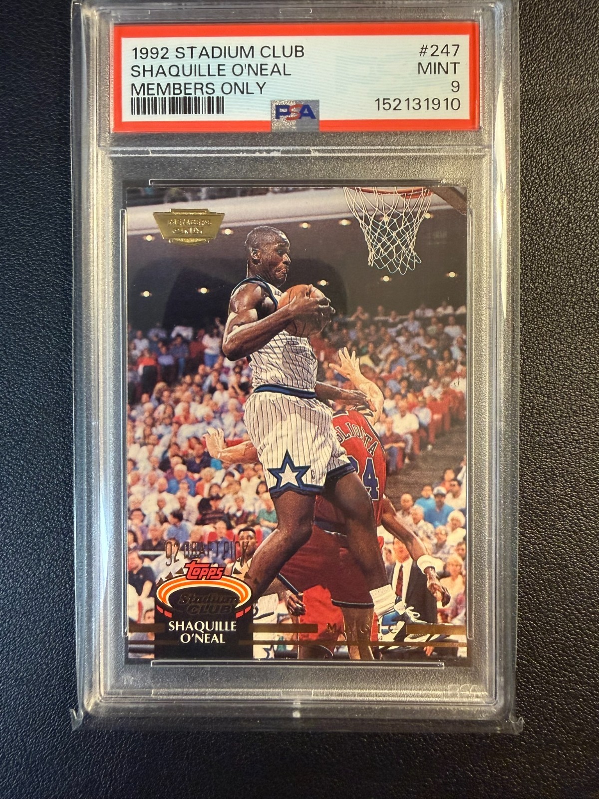 1992-93 Stadium Club Shaquille O\'Neal #247 Members Only PSA 9 MINT ROOKIE