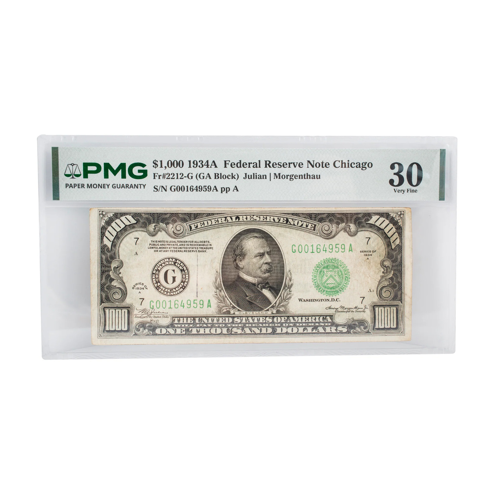 1934A Pmg 30 Chicago $1,000 Federal Reserve Very Fine Paper Collectible Note 1934A Pmg 30 Chicago $1,000 Federal Reserve Very Fine Paper Collectible Note