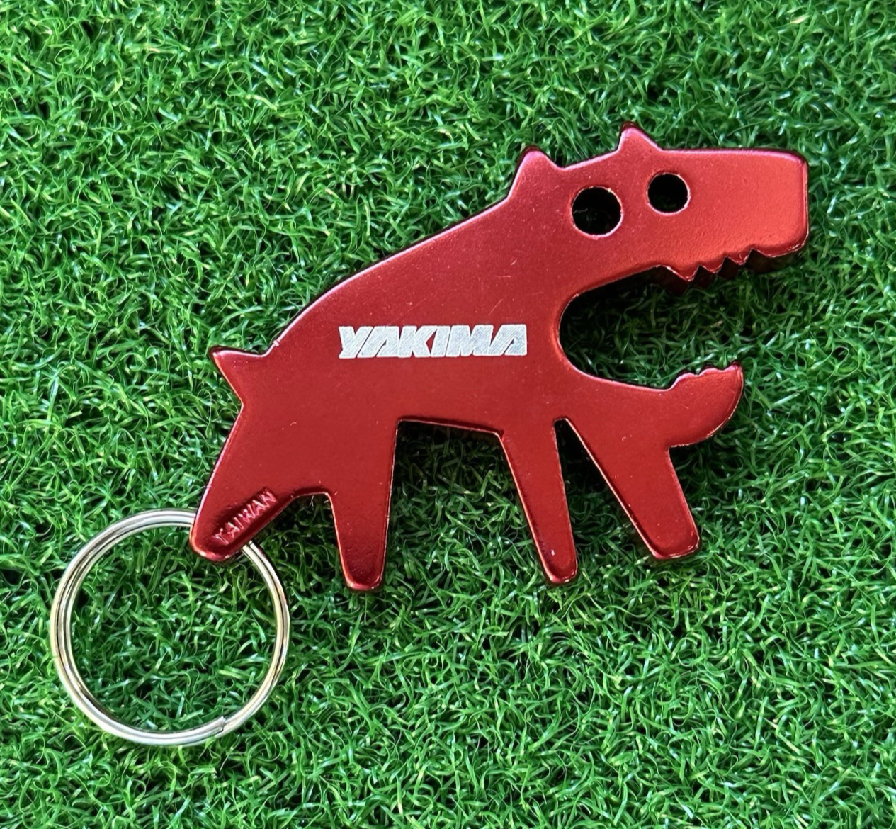 Yakima Auto Rack Red Logo Keychain Bottle Opener Dog Mouth Aluminum Metal 2.5 Yakima Auto Rack Red Logo Keychain Bottle Opener Dog Mouth Aluminum Metal 2.5